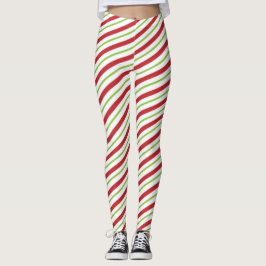 rote und grüne Candy Cane Streifen Leggings