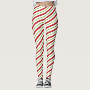 rote und grüne Candy Cane Streifen Leggings