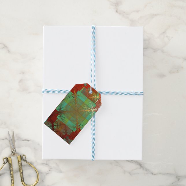 Rote und grüne Chromatic Fusion Geschenktasten Geschenkanhänger (Mit Garn)