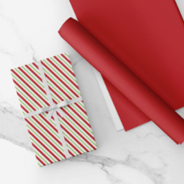 Rote und grüne Diagonalstreifen Geschenkpapier Set