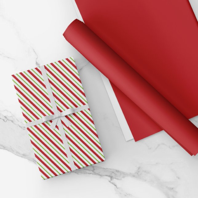 Rote und grüne Diagonalstreifen Geschenkpapier Set (Von Creator hochgeladen)