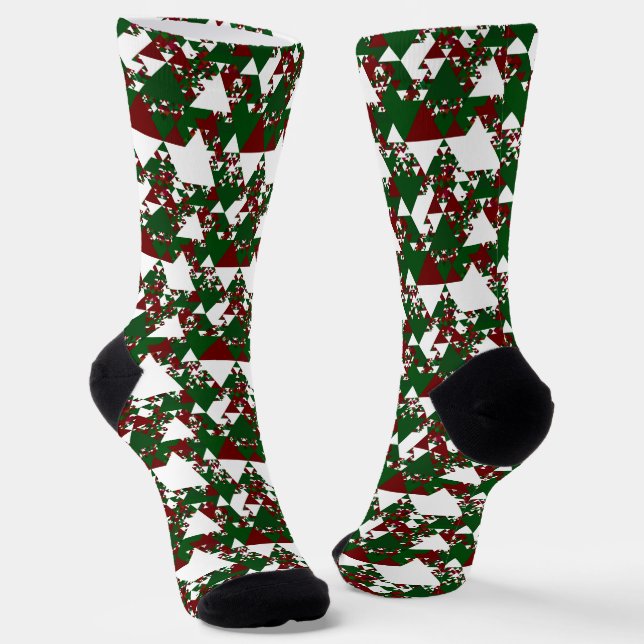 Rote und grüne Dreiecke 2 Socken (Gewinkelt)