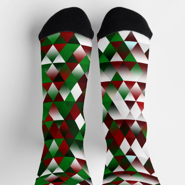 Rote und grüne Dreiecke Socken (Oben)