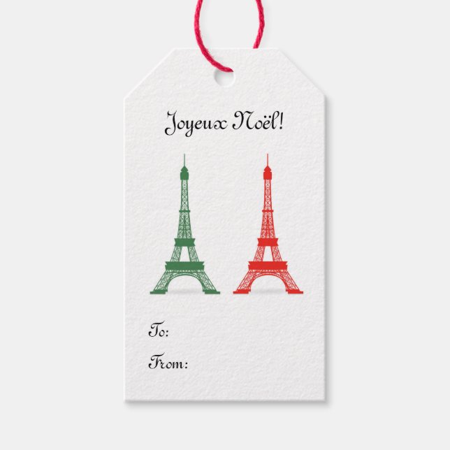 Rote und grüne Eiffeltürme zu Weihnachten Geschenkanhänger (Vorderseite)