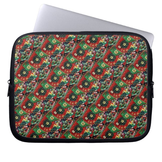Rote und grüne Elektronik-Tasche Laptopschutzhülle (Vorderseite)