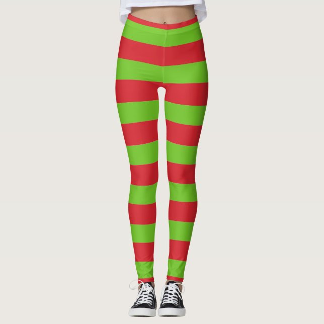 Rote und grüne Elfe Leggings (Vorderseite)