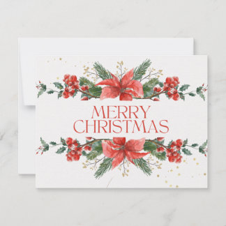 Rote und grüne Floral Frohe Weihnachtskarte Feiertagskarte