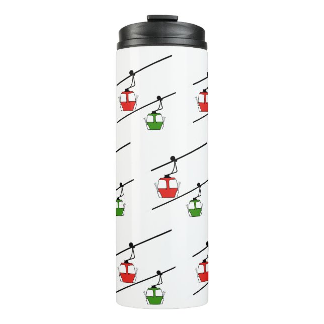 Rote und grüne Gondeln auf Thermaltumoren Thermosbecher (Vorderseite)