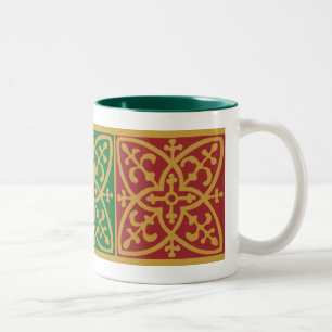 Rote und grüne gotische Weihnachtstasse Zweifarbige Tasse