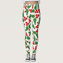 Rote und grüne Heilige Beere Weihnachten Leggings
