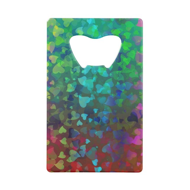 Rote und grüne herabfallende Herzen Geldbeutel Flaschenöffner (Vorderseite)