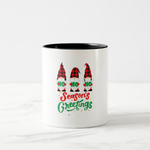Rote und grüne Illustration Gnomes Frohe Weihnacht Zweifarbige Tasse