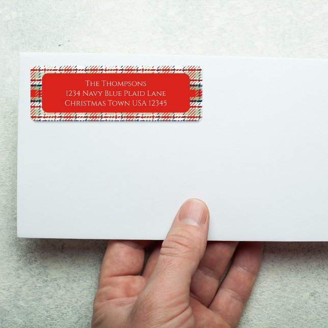 Rote und grüne Karierte Rücksendeadresse (Christmas holiday red and green plaid pattern return address label. )
