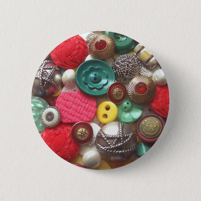 Rote und grüne Knopf-Collage Button (Vorderseite)