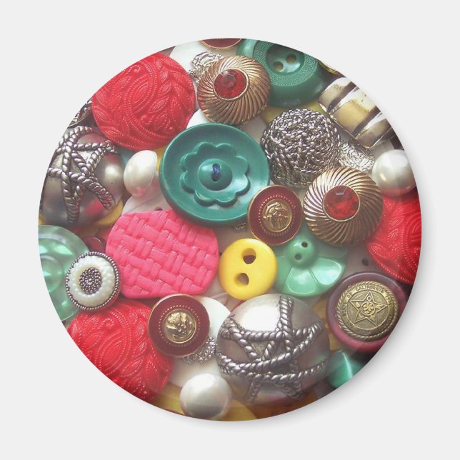 Rote und Grüne Knöpfe Collage Magnet (Vorne)