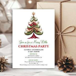 Rote und grüne künstlerische Weihnachtsbaum-Party- Einladung