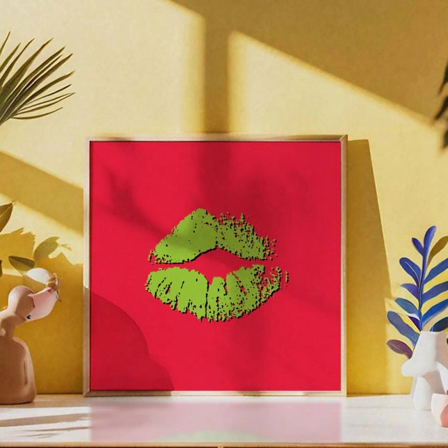 Rote und grüne küssende Lippen Poster (Von Creator hochgeladen)
