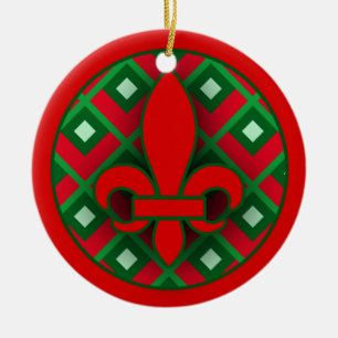 Rote und grüne Lilien-Weihnachtsverzierung Keramik Ornament