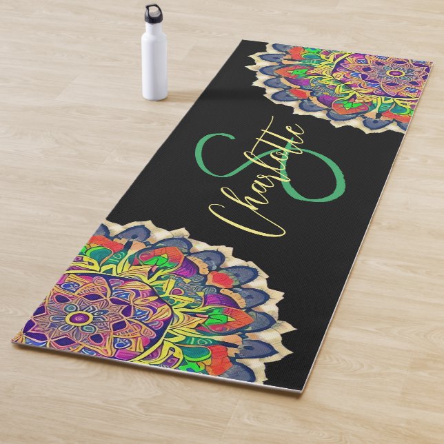 Rote und grüne Mandala Monogram Yoga Mat Yogamatte (Beispiel)