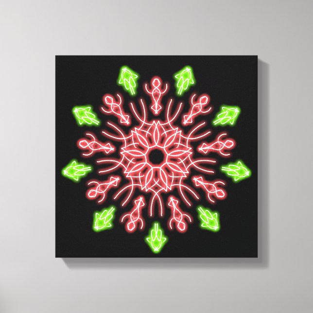 Rote und grüne Neonerde Blume Leinwanddruck (Vorderseite)