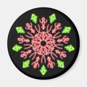 Rote und grüne Neonerde Blume Magnet
