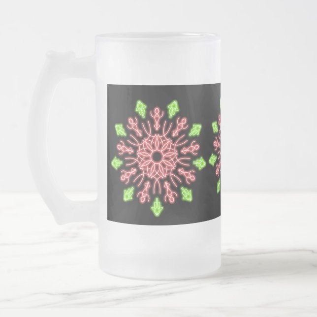 Rote und grüne Neonerde Blume Mattglas Bierglas (Links)