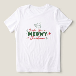 Rote und grüne Niedliche Katze Meowy Weihnachten Tri-Blend Shirt
