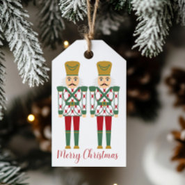 Rote und grüne Nutcracker-Gift-Tags Geschenkanhänger
