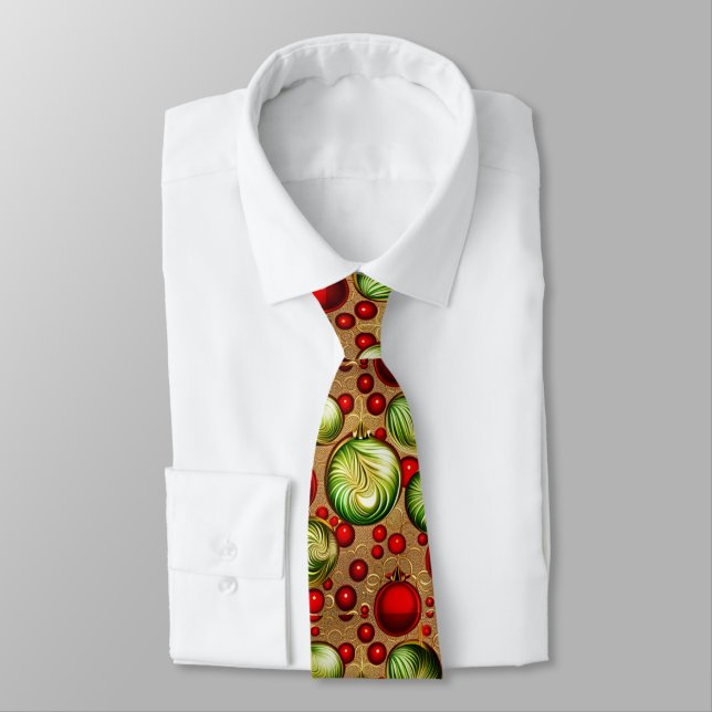 Rote und Grüne Ornamente Krawatte (Gebunden)