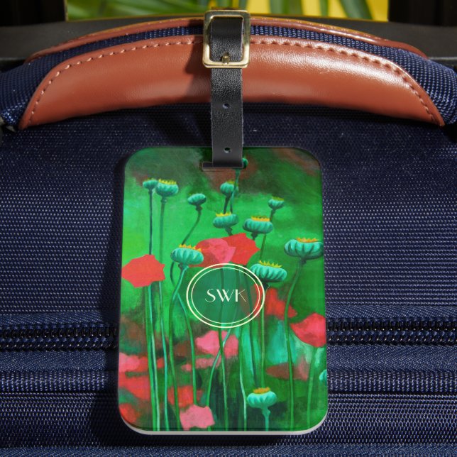 Rote und grüne Pfoten, Blume für Blumenmuster Gepäckanhänger (Vorderseite Insitu 2)