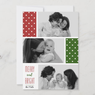 Rote und grüne Polka Dots Foto Ferienkarte Feiertagskarte