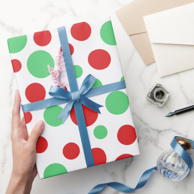 Rote und grüne Polka-Punkte Geschenkpapier (Schenken)