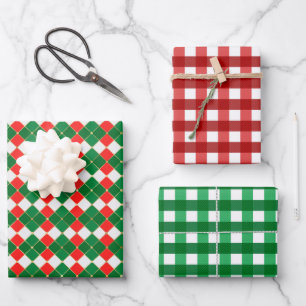 Rote und grüne Quadrate  Geschenkpapier Set