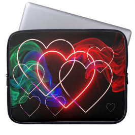 Rote und grüne Rauchwolken auf Valentinstag-Elektr Laptopschutzhülle