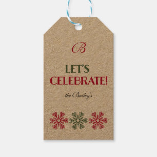 Rote und grüne Schneeflocken Geschenkanhänger