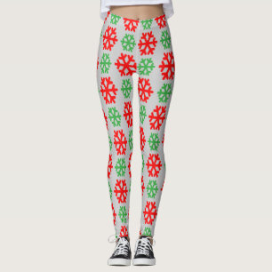Rote und grüne Schneeflocken Leggings