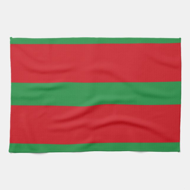 Rote und grüne Streifen Geschirrtuch (Horizontal)