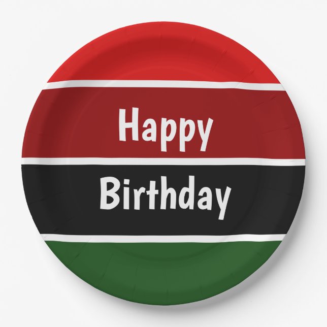 Rote und grüne Streifen Pappteller (Vorderseite)