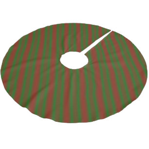 Rote und grüne Streifen Polyester Weihnachtsbaumdecke