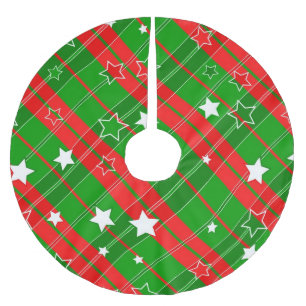 Rote und grüne Streifen Polyester Weihnachtsbaumdecke