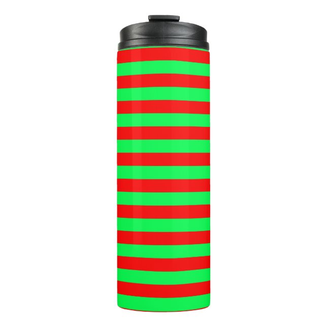 Rote und grüne Streifen Thermosbecher (Vorderseite)