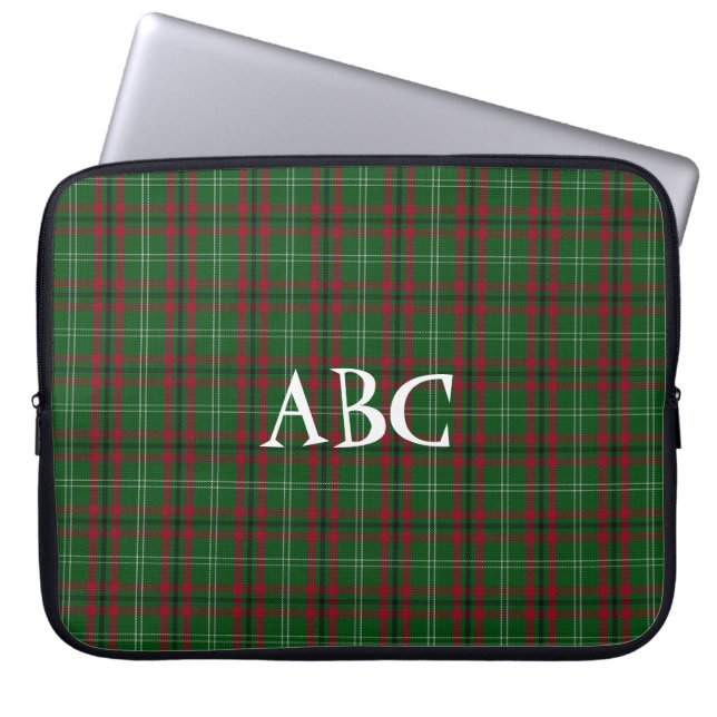 Rote und grüne Tartan-Laptop-Tasche Laptopschutzhülle (Vorderseite)