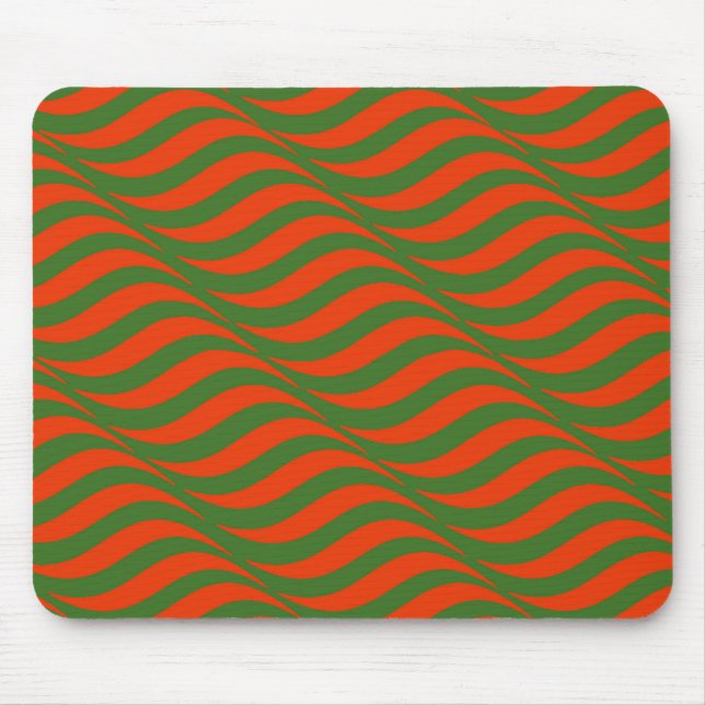 Rote und Grüne Waves Mousepad (Vorne)