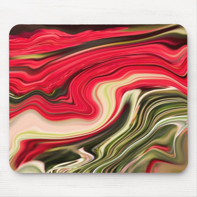 Rote und Grüne Waves Mousepad (Vorne)