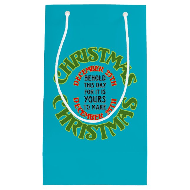 Rote und grüne Weihnachten 25. Dezember Zitat Kleine Geschenktüte (Vorderseite)