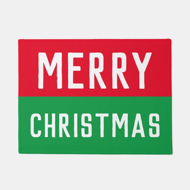 Rote und grüne Weihnachten Fußmatte (Vorderseite)