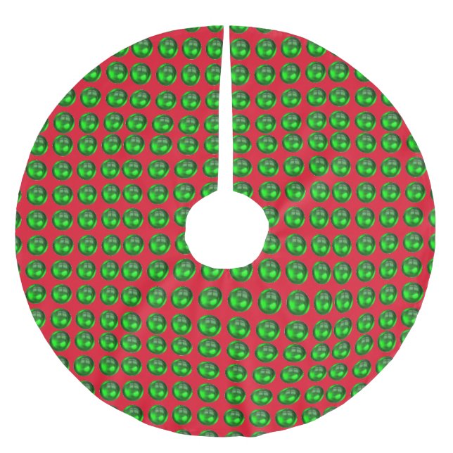 Rote und grüne Weihnachten Polyester Weihnachtsbaumdecke (Vorderseite)