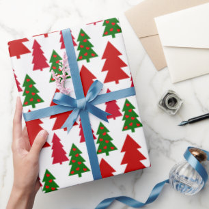 Rote und grüne Weihnachtsbaumen Umschlagpapier Geschenkpapier