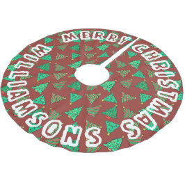 Rote und grüne Weihnachtsbaummuster | Familienname Polyester Weihnachtsbaumdecke