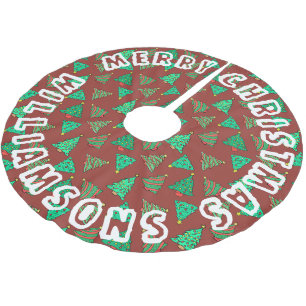 Rote und grüne Weihnachtsbaummuster   Familienname Polyester Weihnachtsbaumdecke